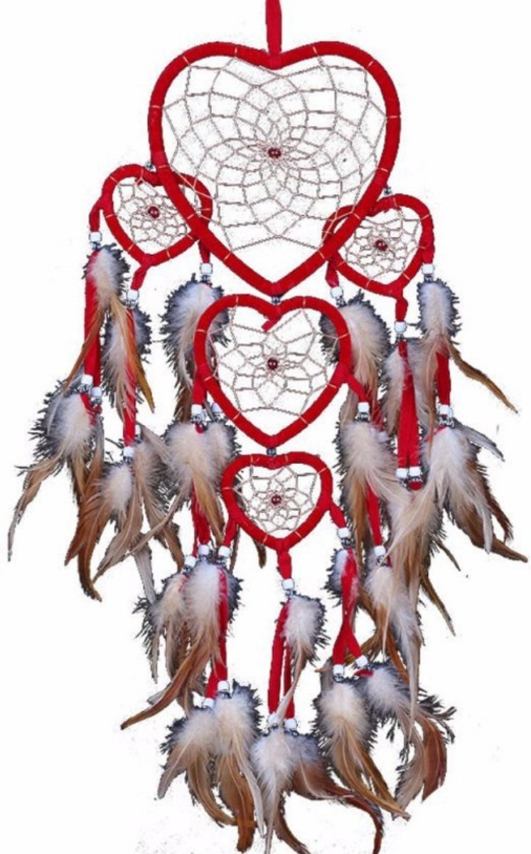 Dromenvanger met Rode Hartvormige Ringen / Dreamcatcher met Rode Hartvormige Ringen