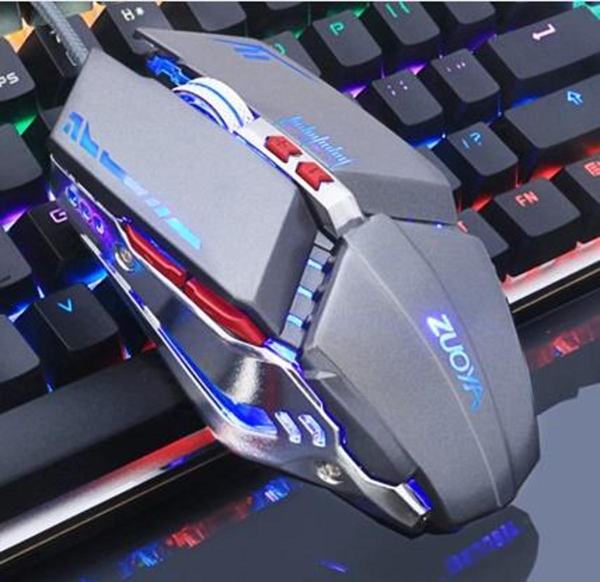 Professionele Gaming Muis Met 6 Knoppen 3200 DPI LED Optische USB Zilver / Grijs / MR05