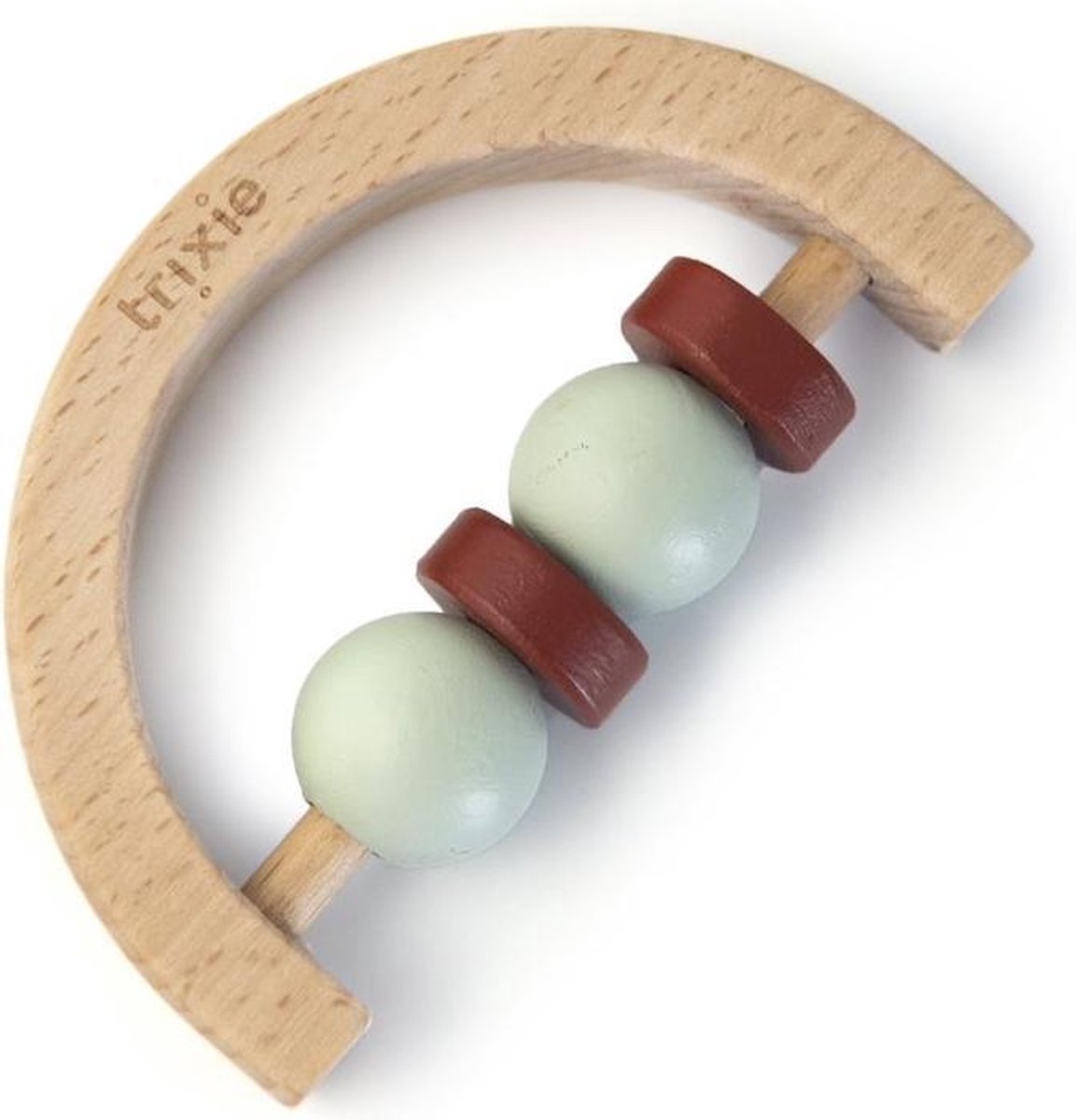 Trixie - Houten halve cirkel rammelaar - Mint Roest