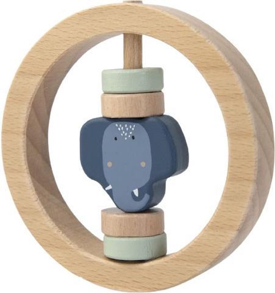 Trixie Rammelaar Mrs. Elephant Junior 9 Cm Hout Naturel/blauw