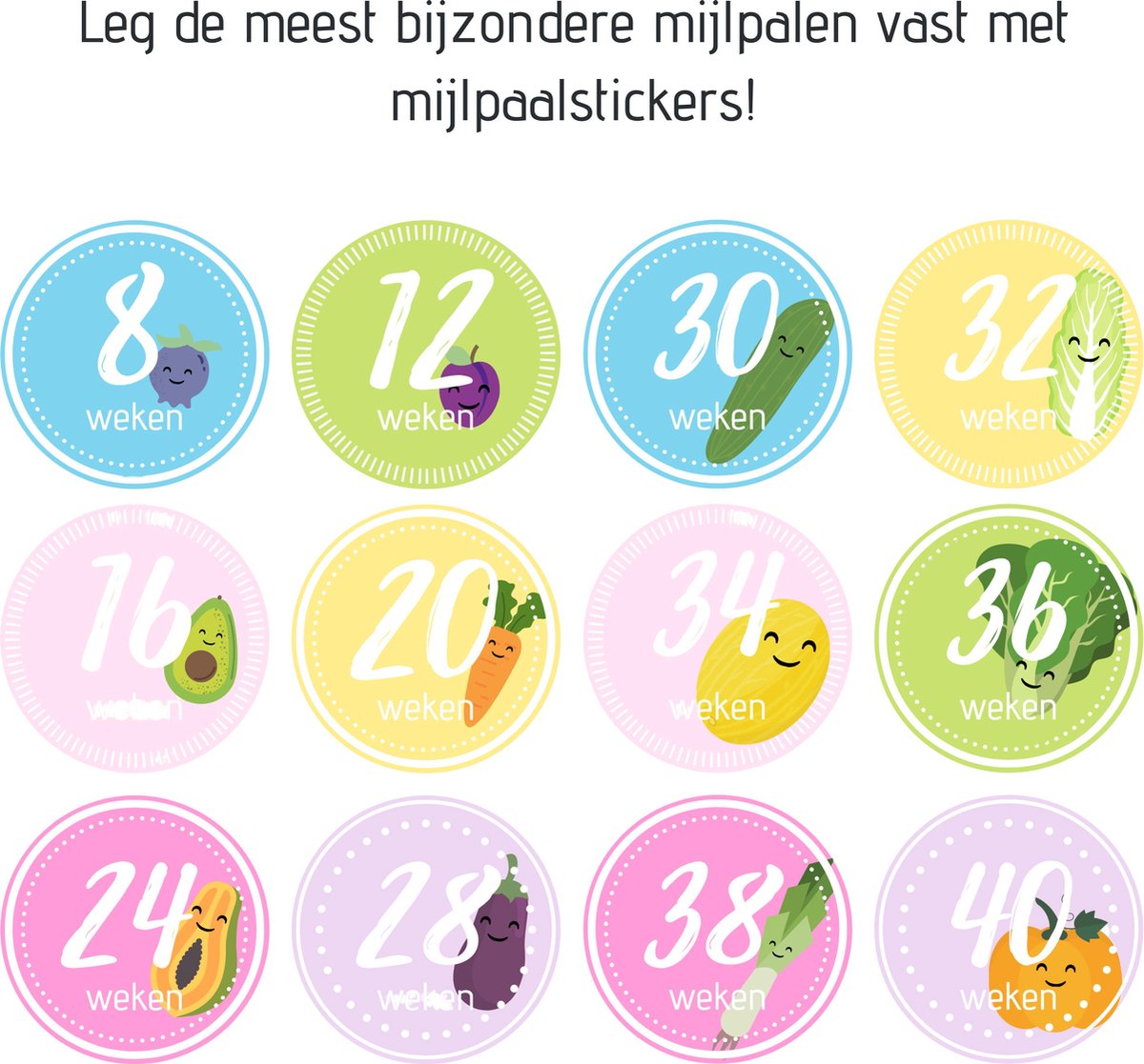 Trizzle Mijlpaalstickers Zwangerschap – Zwangerschapsdagboek – Zwangerschap Cadeau – 9 Maanden Dagboek – Mijlpaalkaarten