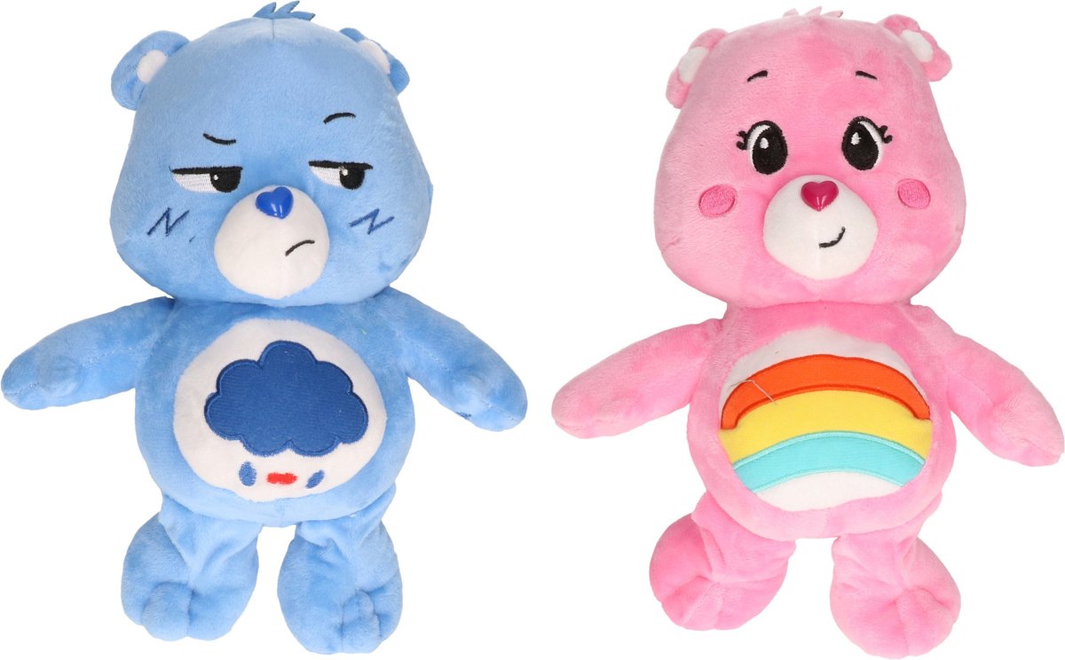 Set van 2 Troetelbeertjes blauw en roze 28 cm - Cartoon knuffels - Troetelberen - Pluche knuffels