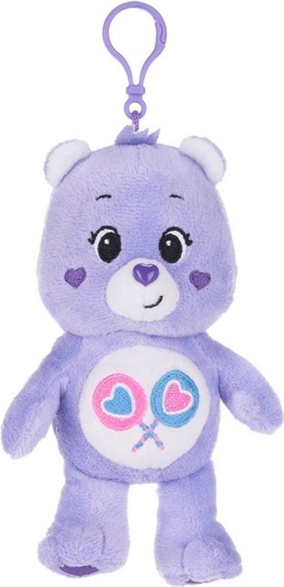 Troetelbeertjes rugzak clipje paars - 14 cm - Sleutelhanger - Pluche - Care Bears