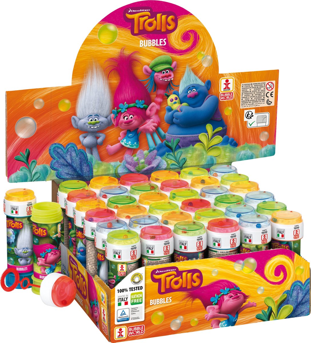 6x Trolls bellenblaas flesjes met spelletje 60 ml voor kinderen - Trollen - Uitdeelspeelgoed - Grabbelton speelgoed