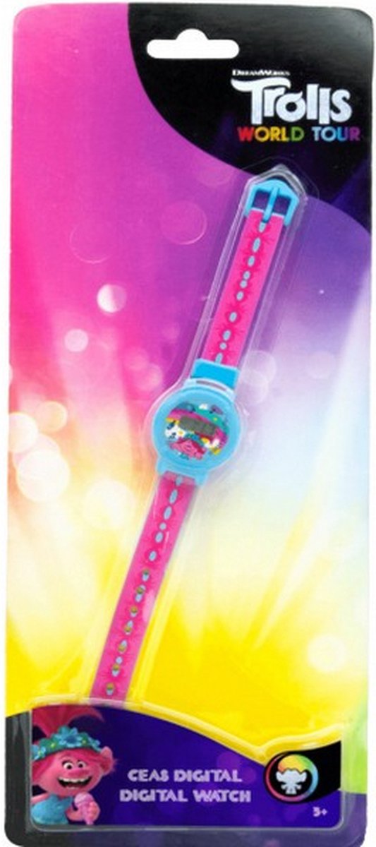 horloge meisjes 23 cm PVC roze/blauw