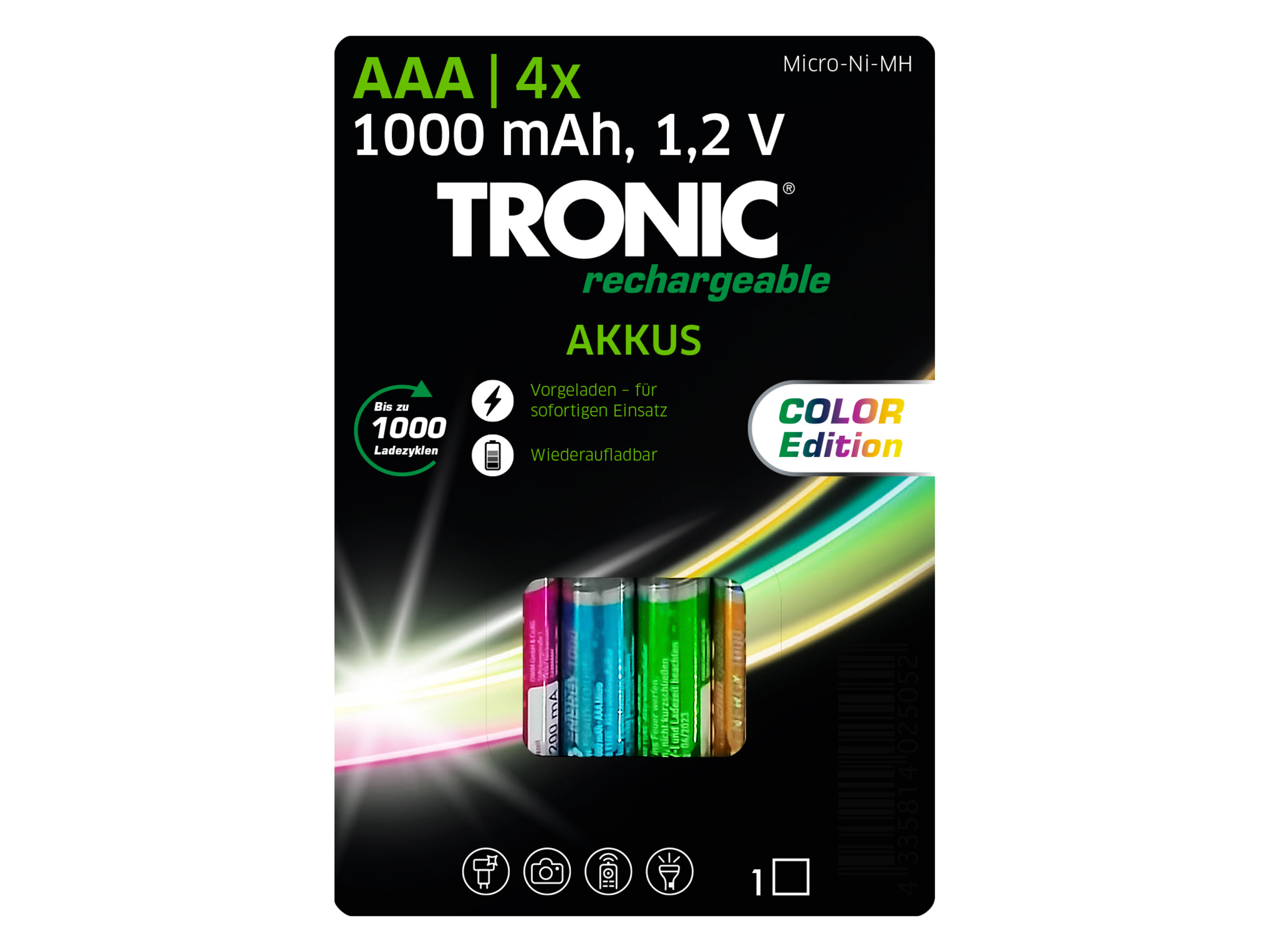 TRONIC Batterijen Ni-MH Ready 2 Use Color 4-delig (AAA)