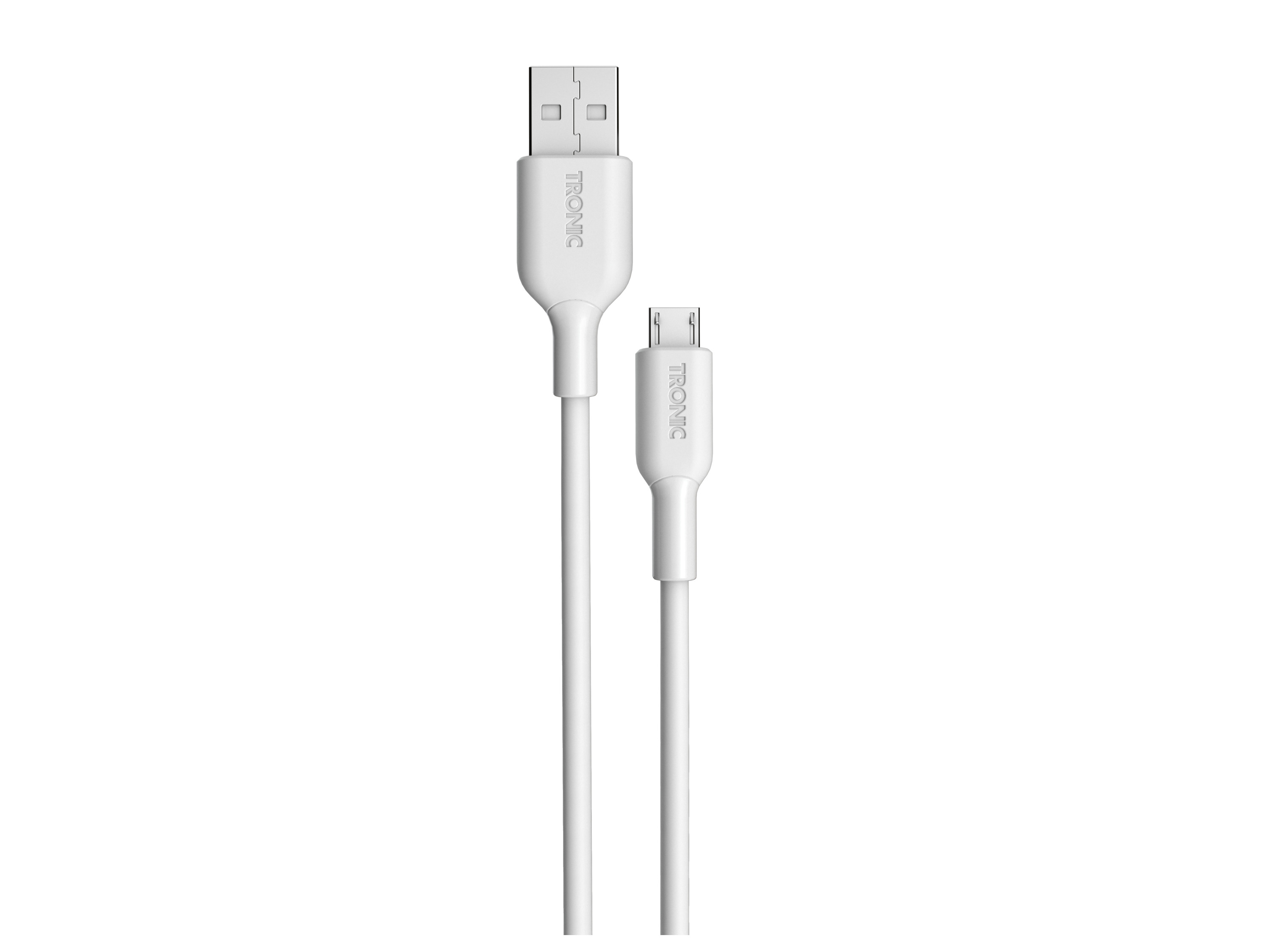 TRONIC Oplaad- en datakabel USB-C, USB-A en Micro (Wit, USB-A naar micro-USB)