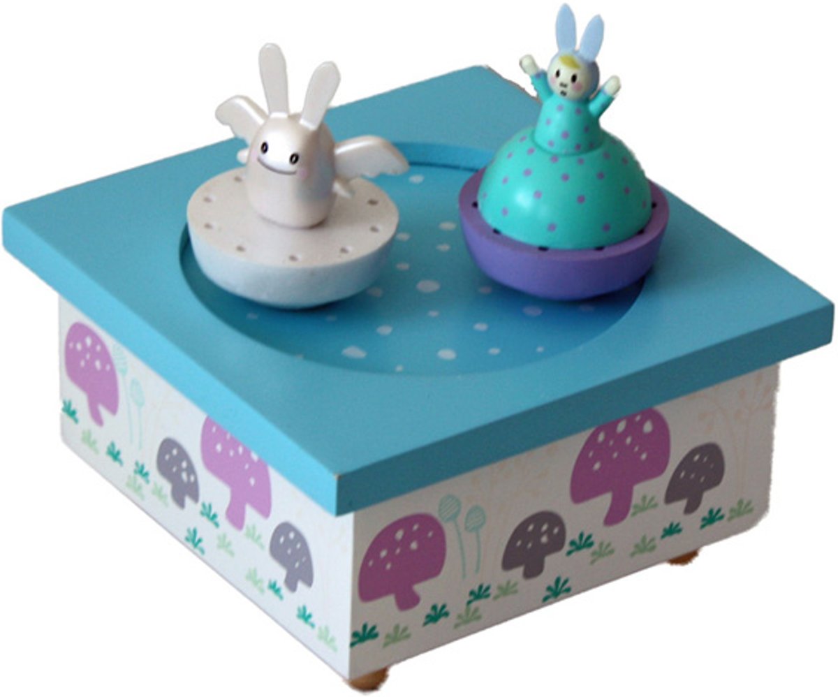 Muziekdoos angel bunny blauw