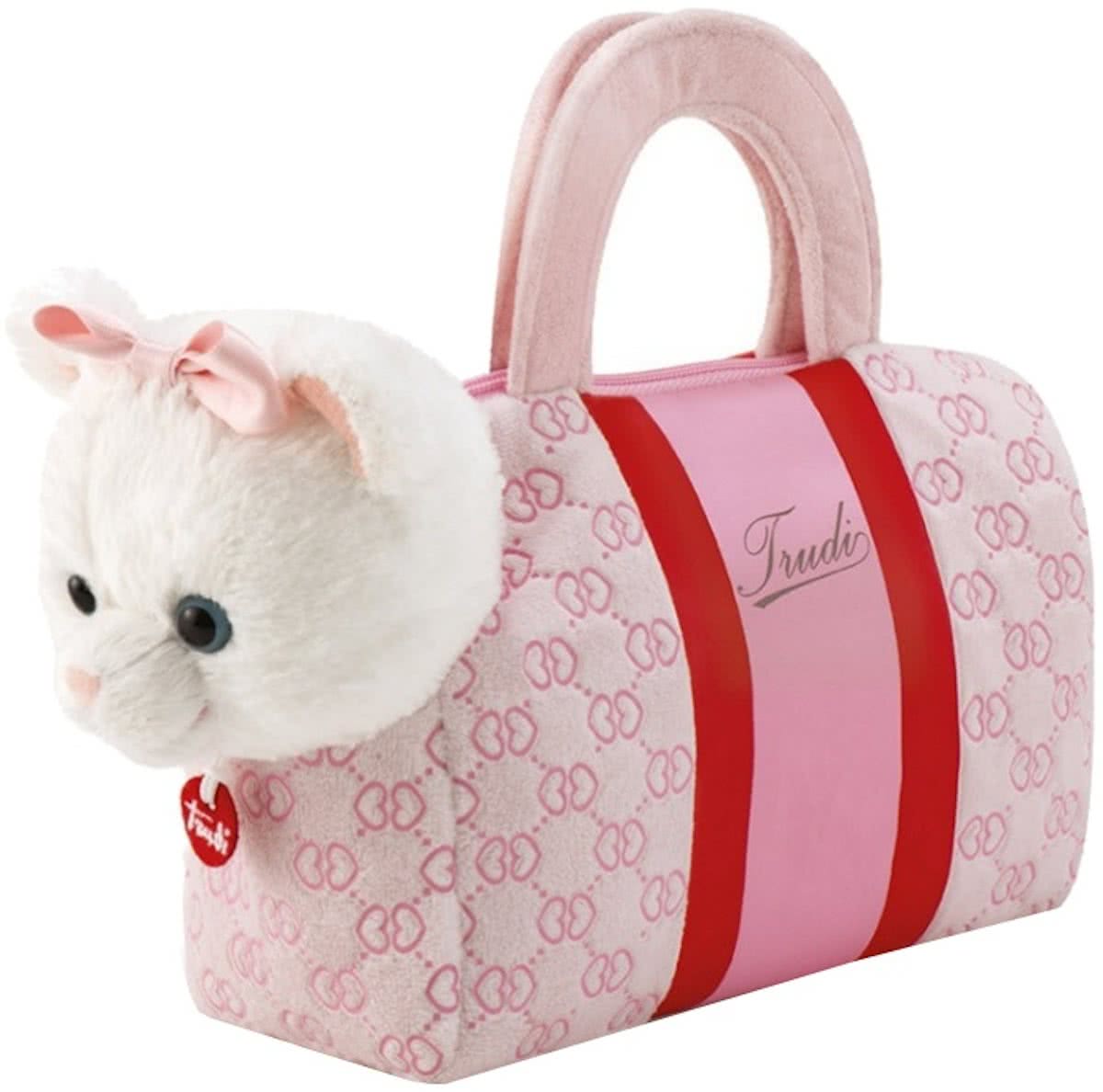 Trudi Knuffel Hond In Tas Roze/wit 20 Cm