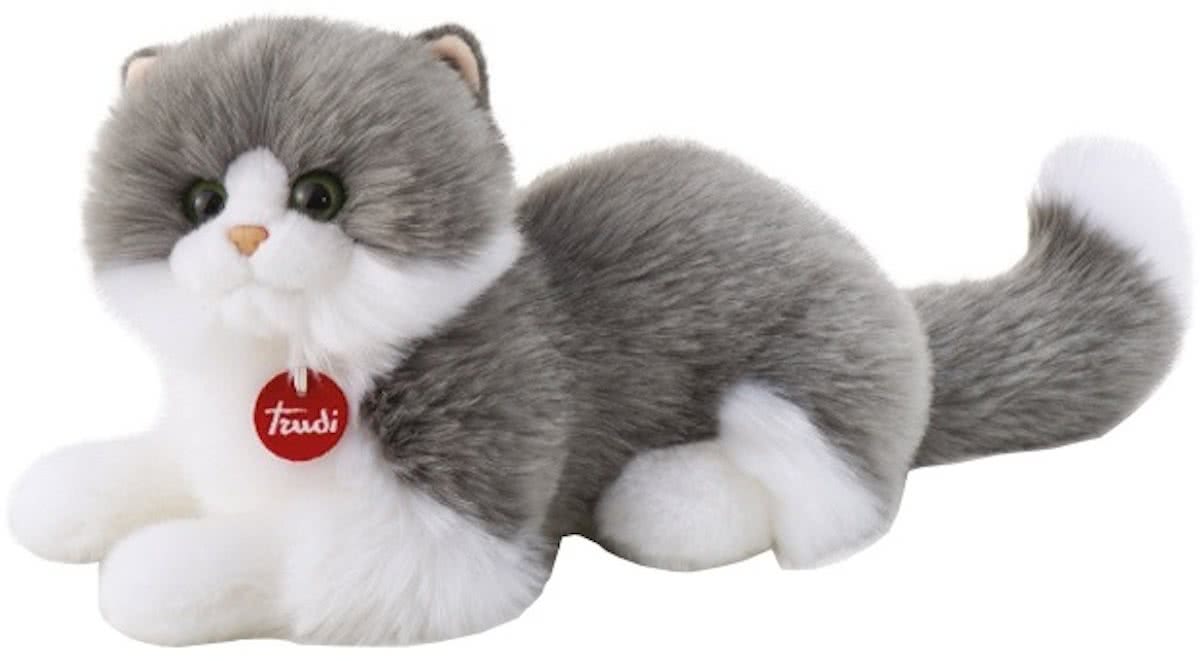 Trudi Knuffel Kat Clotilde Grijs/wit 35 Cm