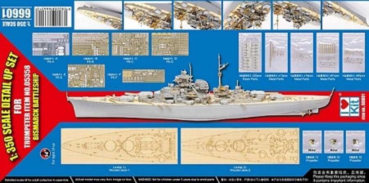 1:350 Trumpeter 66601 Bismarck 1941 Ship - Detail Up Set for Trumpeter 05358 Accessoires set