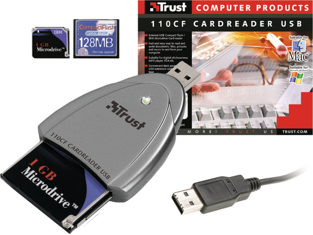 Trust 11Trust 110 CF kaart lezer USB0 CF cardreader USB