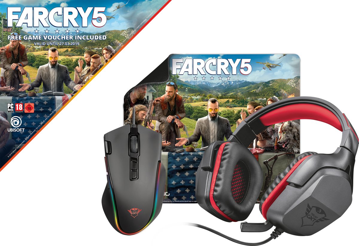 Trust Gaming Bundel - Headset, Muis en Muismat inclusief Far Cry 5 Voucher