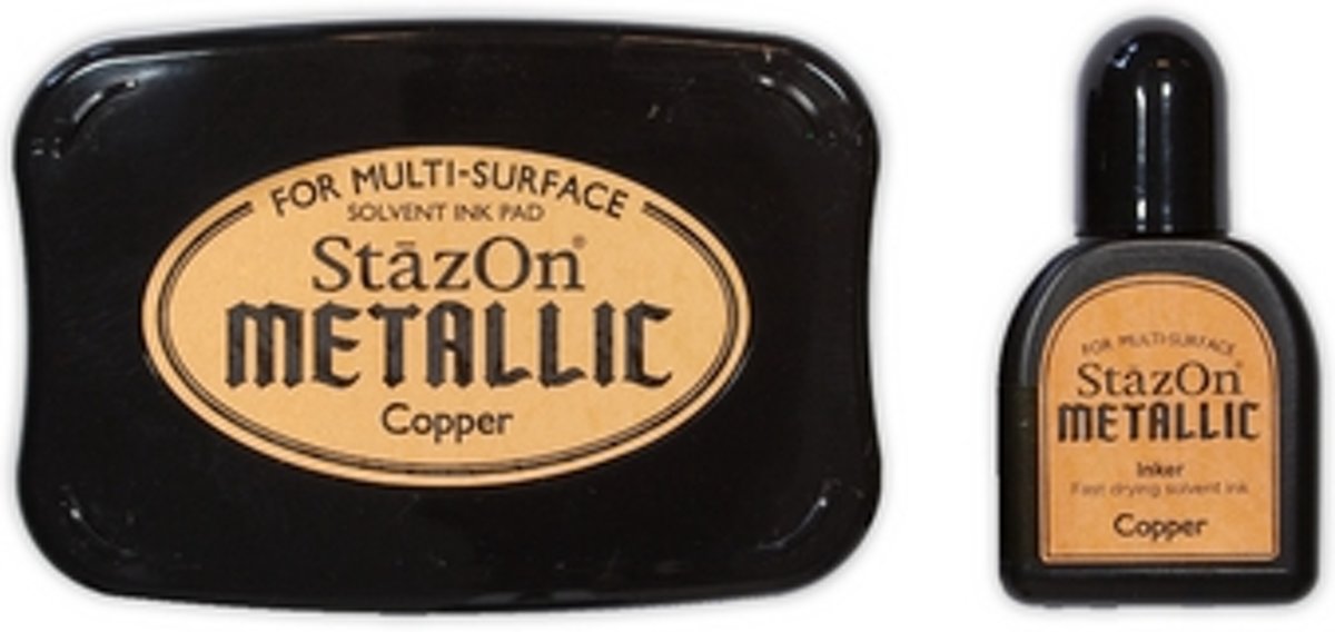 Stazon sneldrogend stempelkussen Metallic Copper incl navulling