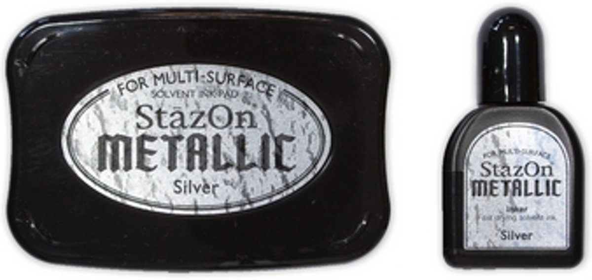 Stazon sneldrogend stempelkussen Metallic Silver incl navulling