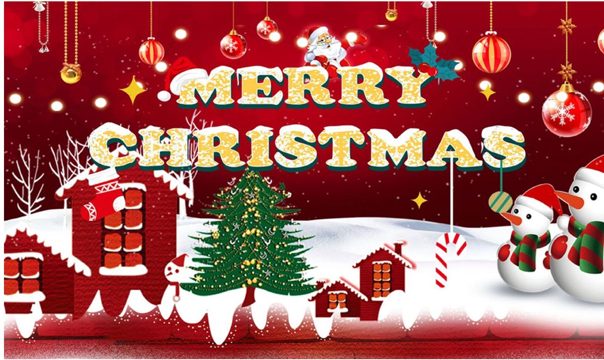 Rood Kerst Achtergrond Banner - Xmas Decoratie - Groot Formaat 70,8 x 40,2 Inch - 1 Stuk - Voor Binnen en Buiten - Rood