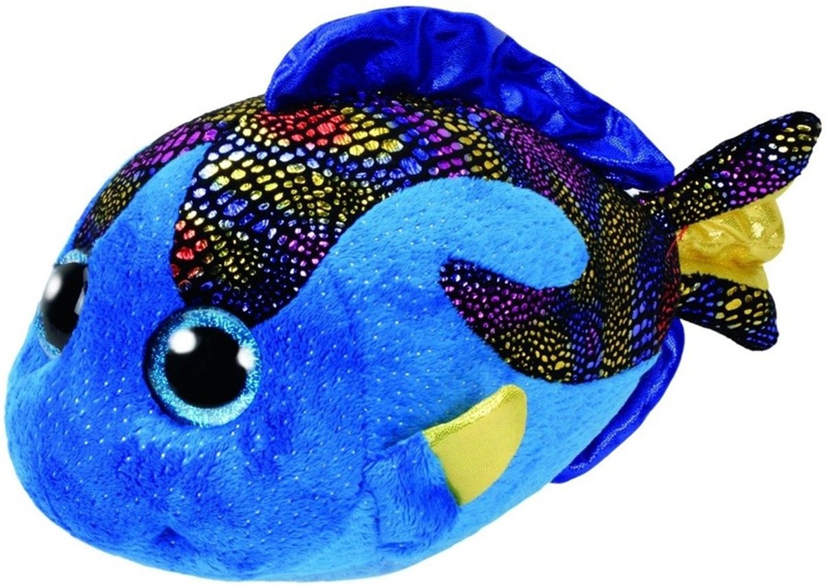 Pluche Ty Beanie blauwe vis/vissen knuffel Aqua 24 cm speelgoed - Vis/vissen zeedieren knuffels - Speelgoed voor kinderen