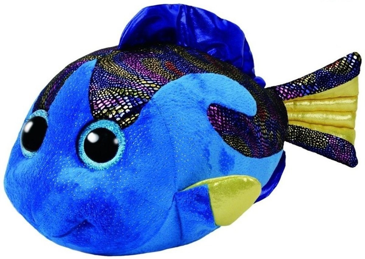 Pluche Ty Beanie blauwe vis/vissen knuffel Aqua 42 cm speelgoed - Vis/vissen zeedieren knuffels - Speelgoed voor kinderen