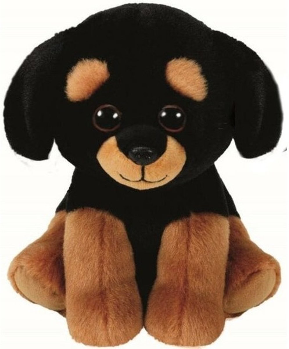 Pluche Ty Beanie bruin rottweiler hond knuffel Trevour 15 cm speelgoed - Honden huisdieren knuffels - Speelgoed voor kinderen