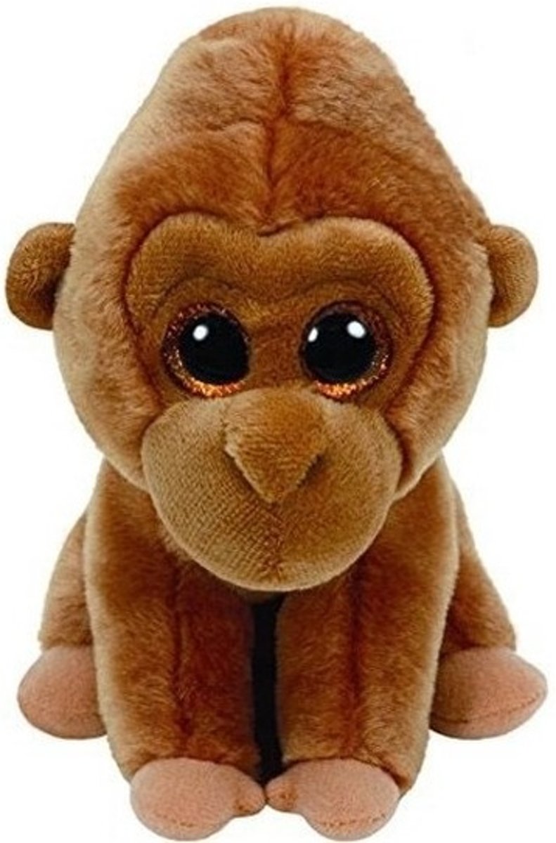 Pluche Ty Beanie bruine gorilla knuffel Monroe 24 cm speelgoed - Apen bosdieren knuffels - Speelgoed voor kinderen