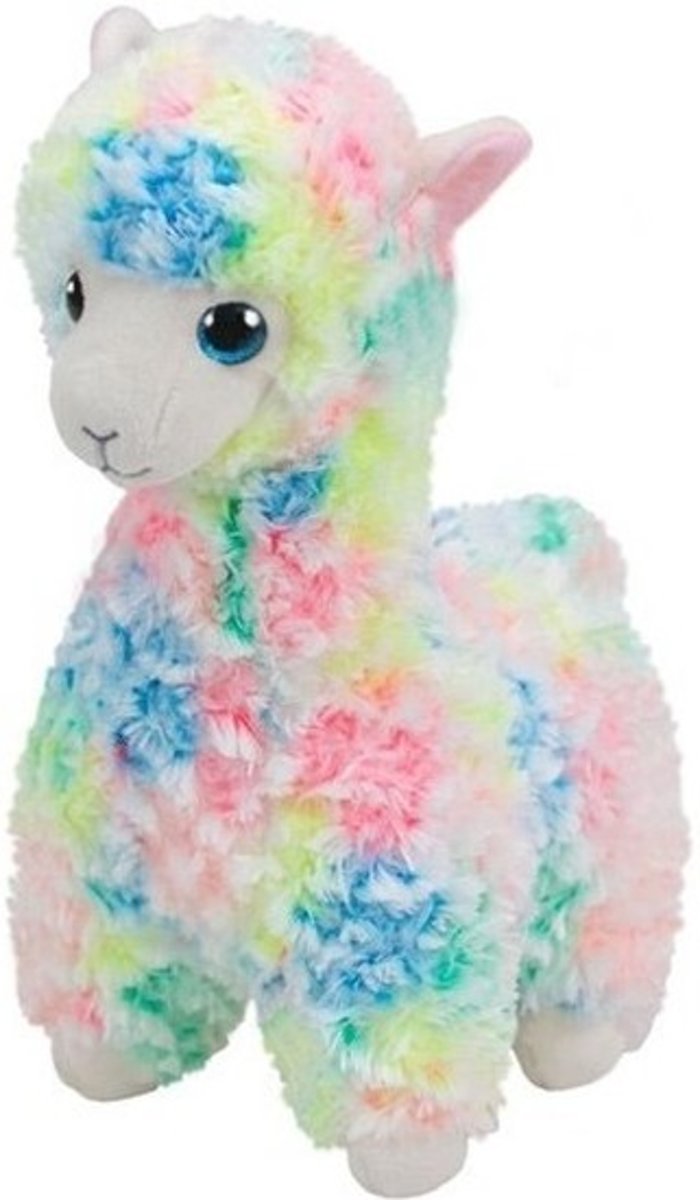 Pluche Ty Beanie gekleurde Alpalca/lama knuffel Lola 33 cm speelgoed - Alpalca/lama boerderijdieren knuffels - Speelgoed voor kinderen