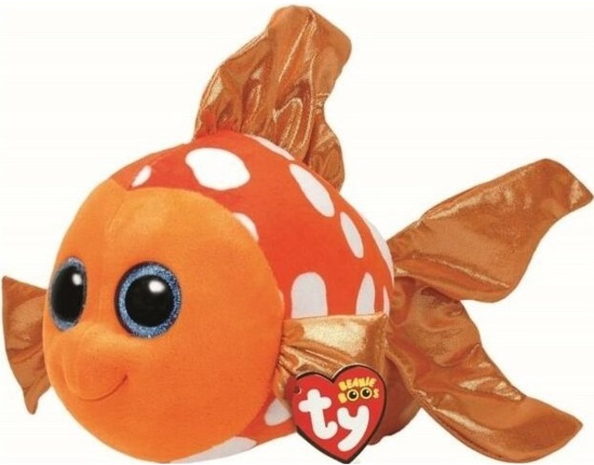 Pluche Ty Beanie oranje vis/vissen knuffel Sami 24 cm speelgoed - Vissen aquariumdieren knuffels - Speelgoed voor kinderen