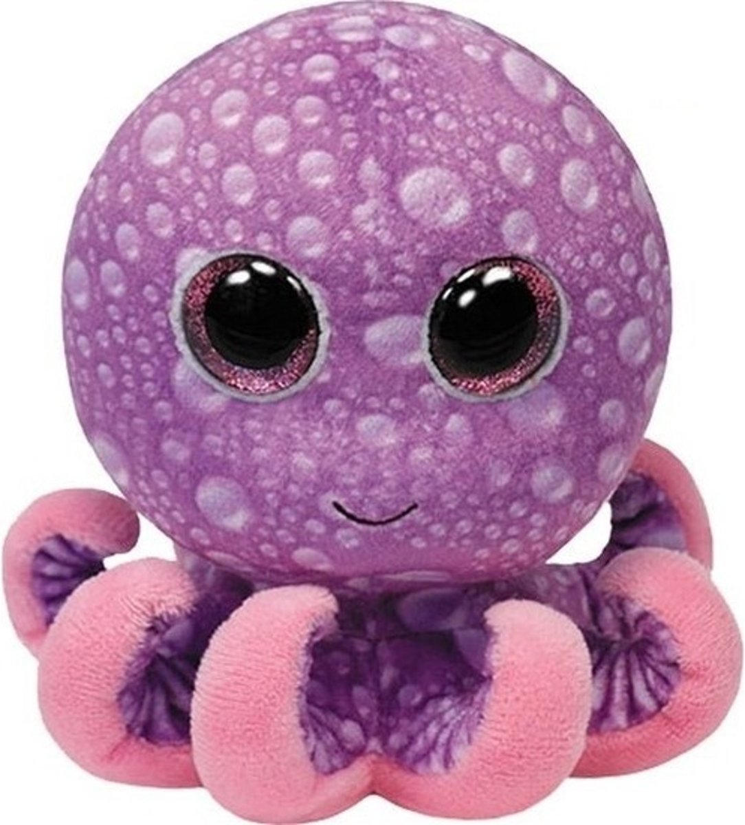 Pluche Ty Beanie paarse octopus/inktvis knuffel Legs 15 cm speelgoed - Octopus zeedieren knuffels - Speelgoed voor kinderen