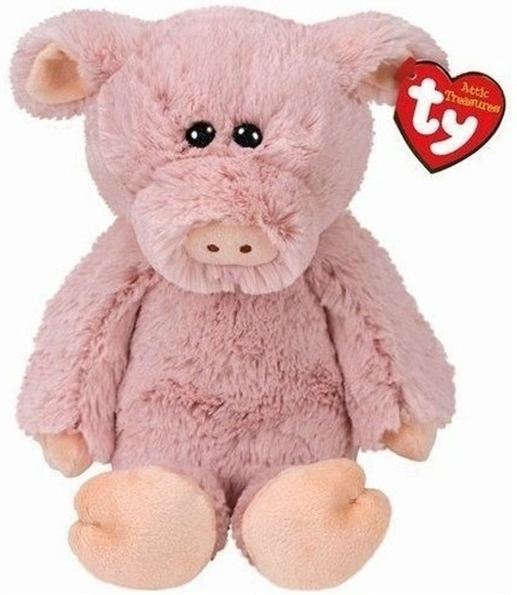 Pluche Ty Beanie roze varken/big knuffel Otis 20 cm speelgoed - Varkens boerderijdieren knuffels - Speelgoed voor kinderen