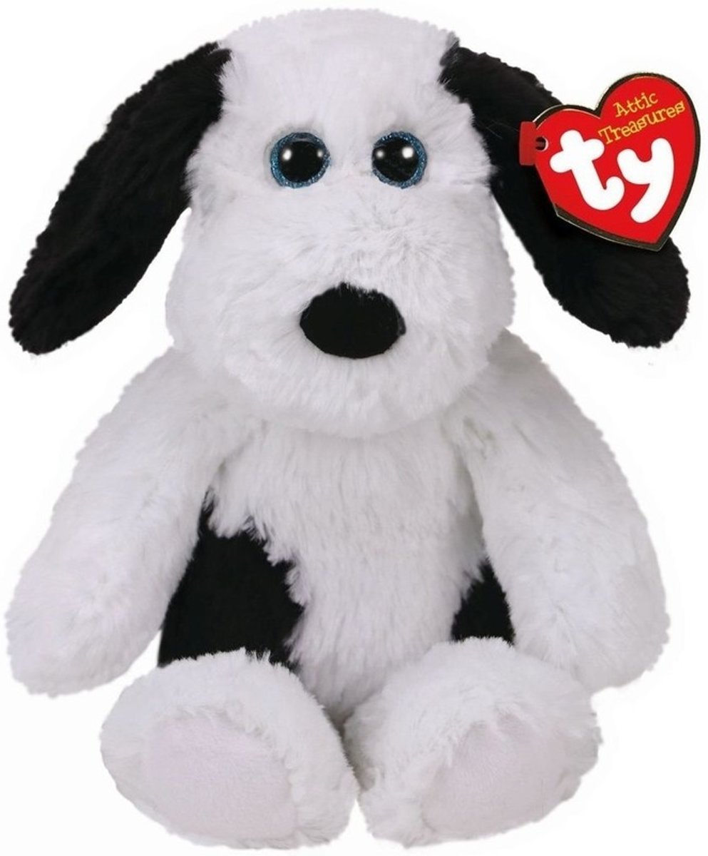 Pluche Ty Beanie witte hond/honden knuffel Muggy 20 cm speelgoed - Honden huisdieren knuffels - Speelgoed voor kinderen