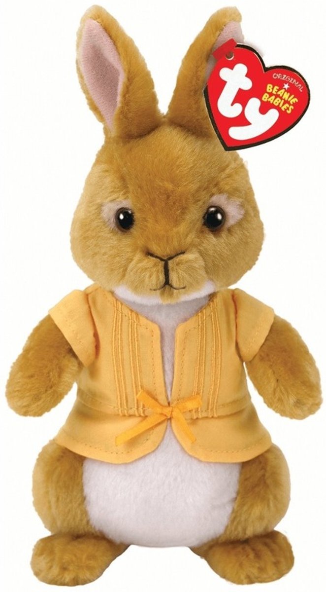 Ty Beanie Peter Rabbit pluche bruine konijn/haas Mopsie knuffel 15 cm - Konijnen bosdieren knuffels - Speelgoed voor kinderen