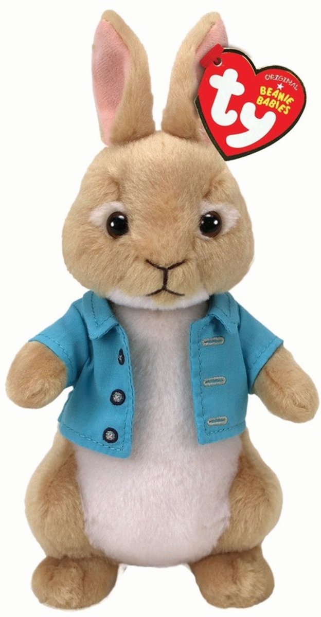 Ty Beanie Peter Rabbit pluche bruine konijn/haas knuffel 15 cm - Pasen - Paashaas speelgoed voor kinderen