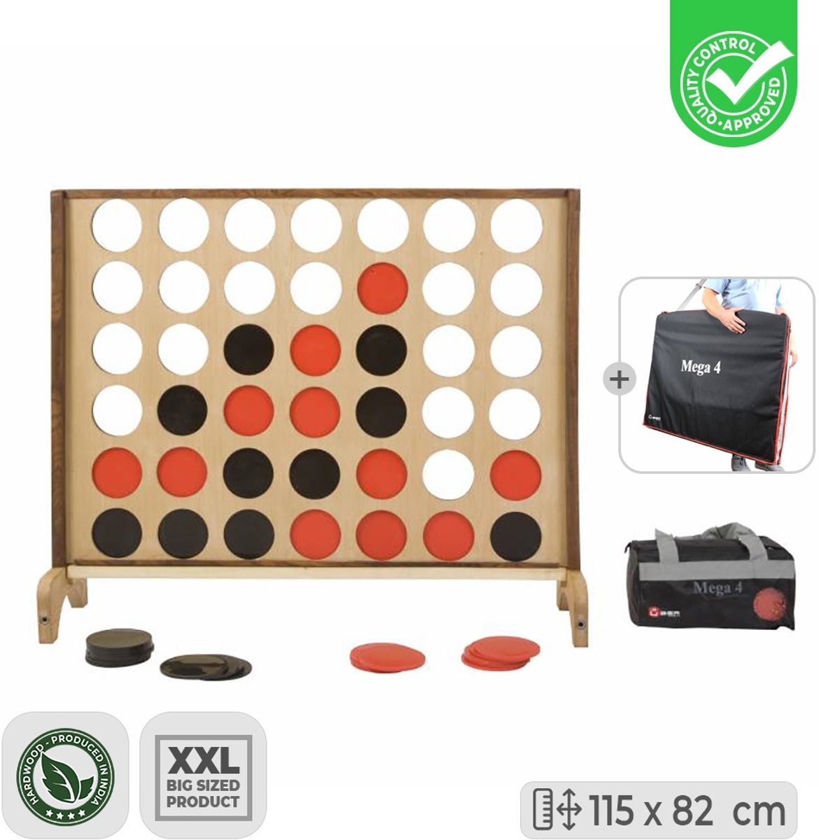 XL Mega 4-op-een-Rij, 115x82 cm - inc. Draagtas Compleet en Luxe