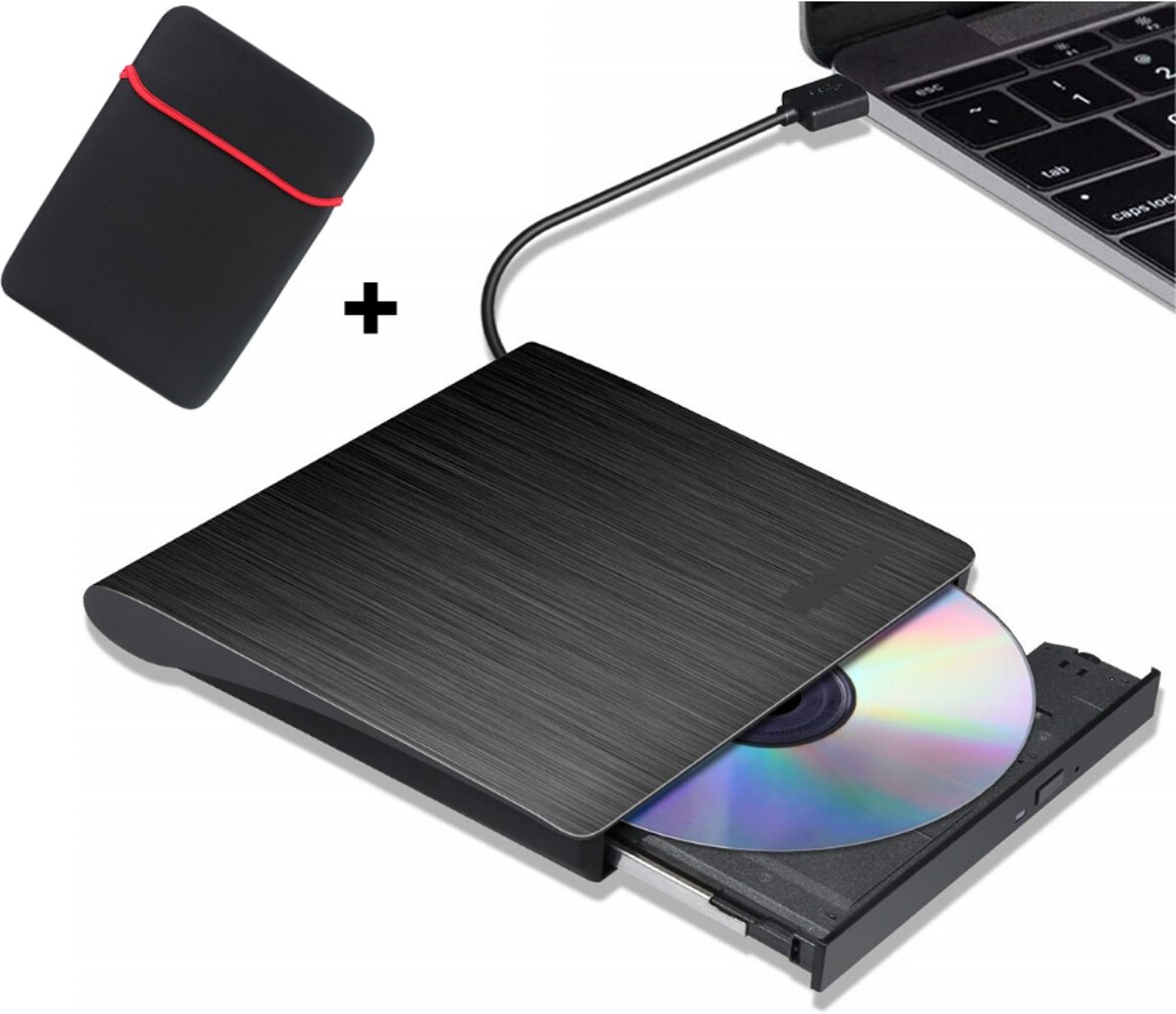 Externe DVD/CD Speler- DVD/CD Drive- Brander- Plug & Play- USB 3.0- Geschikt voor Windows/Mac OS- Met Hoesje