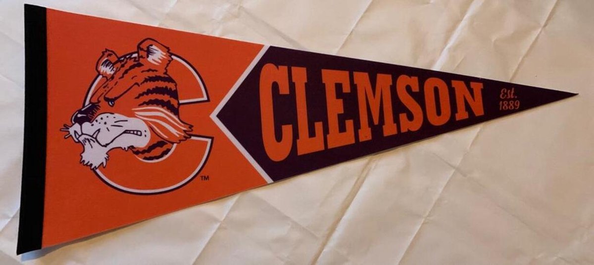 Clemson University - Clemson Tigers - NCAA - Vaantje - American Football - Sportvaantje -   - Vlag - Pennant - Universiteit - Ivy League amerika - 31 x 72 cm