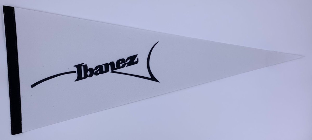 Ibanez - gitaar - gitaar logo - Muziek - Vaantje - Amerikaans - Sportvaantje -   - Vlag - Pennant -  31*72 cm - wit/zwart