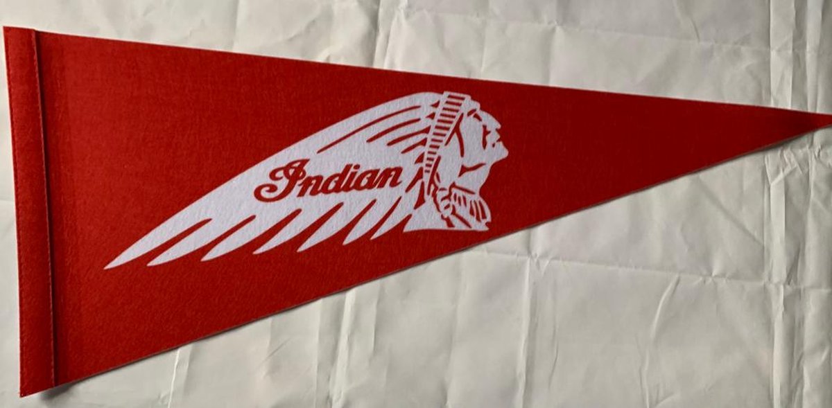 Indian Motorcycles - Rood - Motoren-  - Motors - Vaantje - Amerikaans - Sportvaantje -   - Vlag - Pennant -  31*72 cm