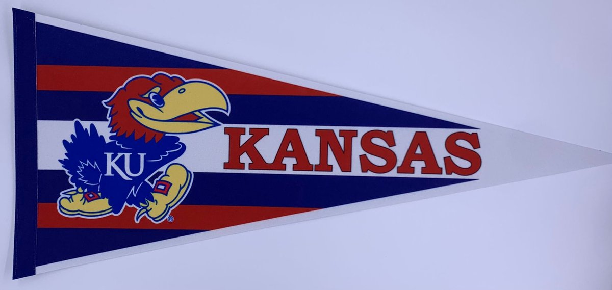 Kansas University - University of Kansas - Kansas Uni - KU - NCAA - Vaantje - American Football - Sportvaantje -   - Vlag - Pennant - Universiteit - Ivy League amerika - 31 x 72 cm - Cadeau sport - Cadeau uni