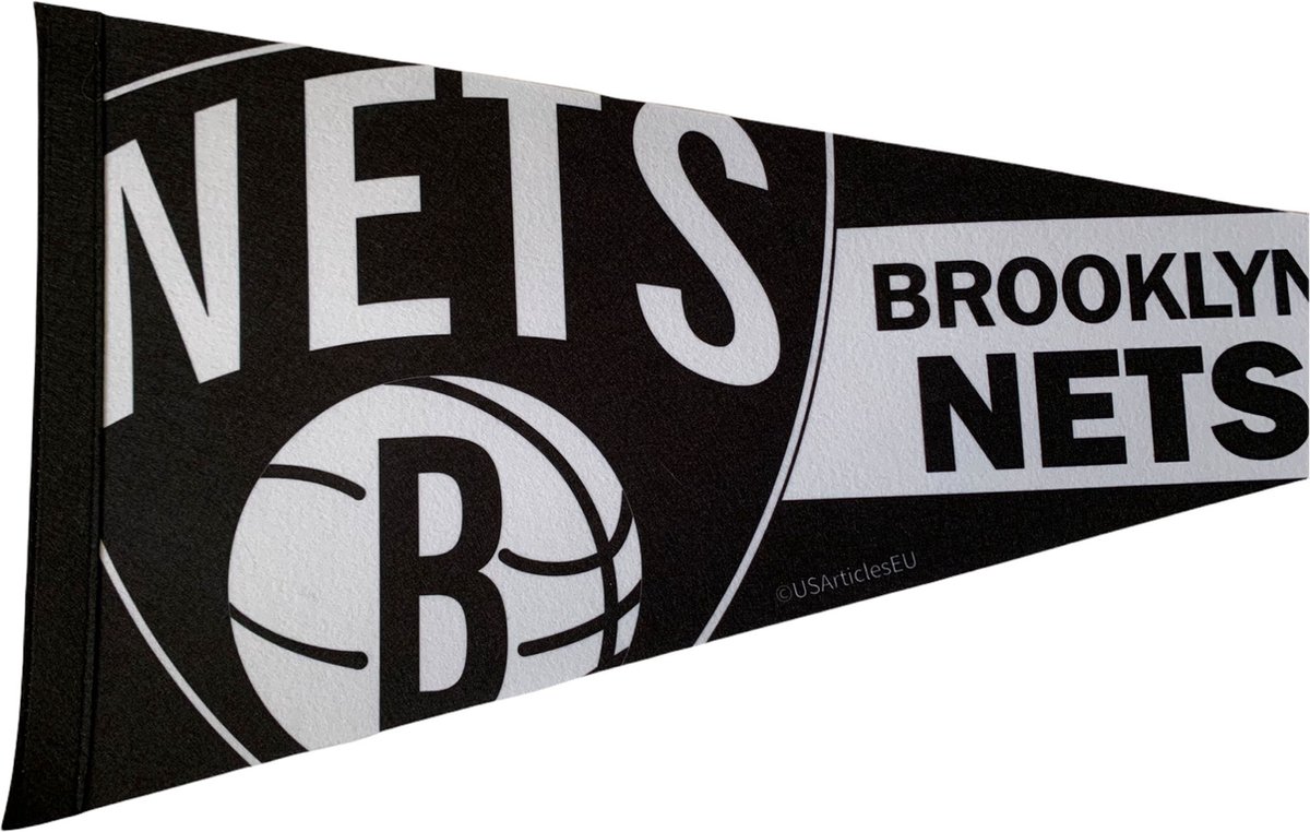   - Brooklyn Nets - NBA - Vaantje - Basketball - Sportvaantje - Pennant -   - Vlag - Zwart/Wit - 31 x 72 cm