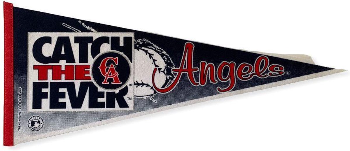 USArticlesEU - California Angels - MLB - Vintage - 90s - Vaantje - Baseball - Honkbal -  Sportvaantje - Pennant - Wimpel - Vlag - Rood/Wit/Blauw - 31 x 72 cm