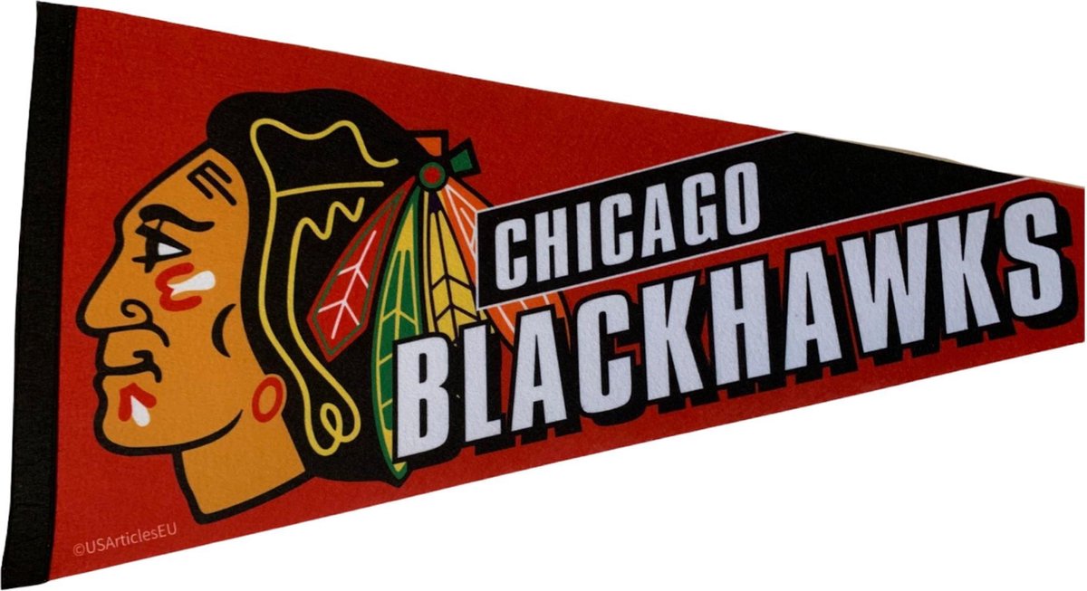   - Chicago Blackhawks - NHL - Vaantje - Ijshockey - Hockey - Ice Hockey -  Sportvaantje - Pennant -   - Vlag - Zwart/Rood/Geel - 31 x 72 cm