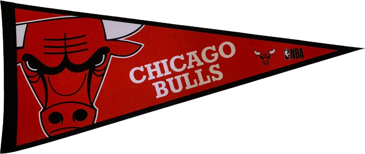 USArticlesEU - Chicago Bulls - NBA - Vaantje - Basketball - Sportvaantje - Pennant - Wimpel - Vlag - Michael Jordan - Zwart/Rood - 31 x 72 cm