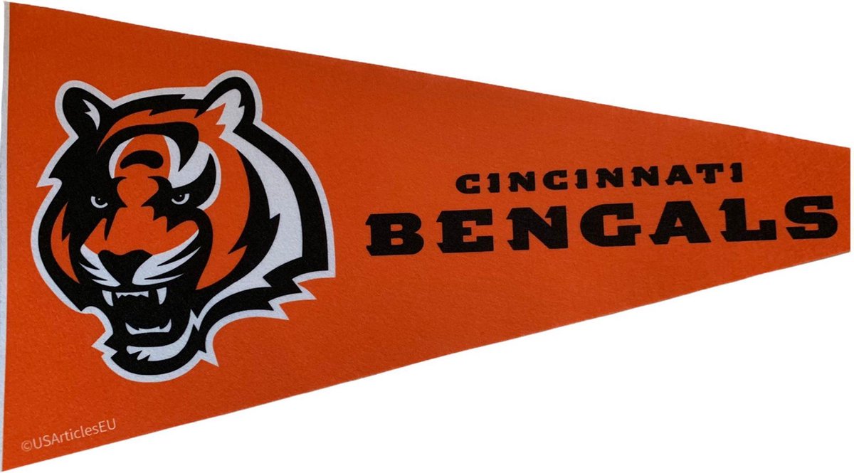 USArticlesEU - Cincinnati Bengals - NFL - Vaantje - American Football - Sportvaantje - Wimpel - Vlag - Pennant - Oranje/zwart - 31 x 72 cm