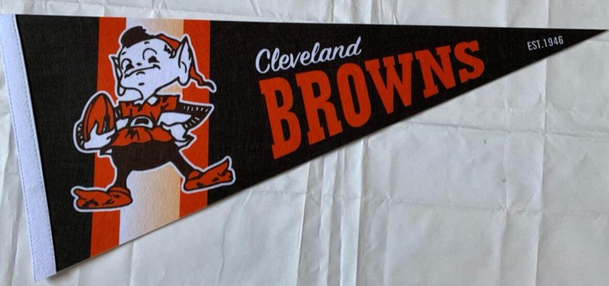 USArticlesEU - Cleveland Browns - Brownie - Vintage logo - NFL - Vaantje - American Football - Sportvaantje - Pennant - Wimpel - Vlag - 31 x 72 cm