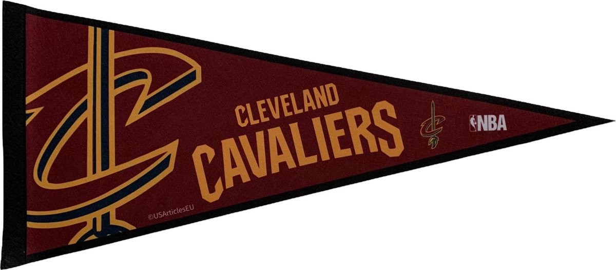 USArticlesEU - Cleveland Cavaliers - Cavs - NBA - Vaantje - Basketball - Sportvaantje - Pennant - Wimpel - Vlag - Geel/Rood - 31 x 72 cm