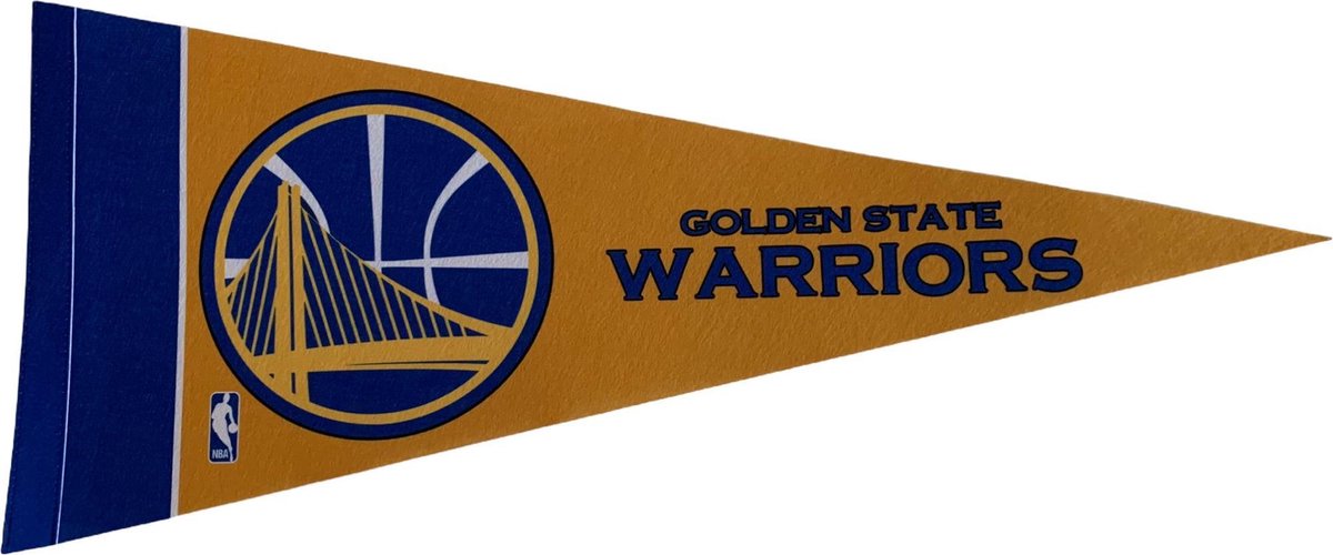 USArticlesEU - Golden State Warriors - NBA - Vaantje - Basketball - Sportvaantje - Pennant - Wimpel - Vlag - Geel/Blauw/Goud - 31 x 72 cm