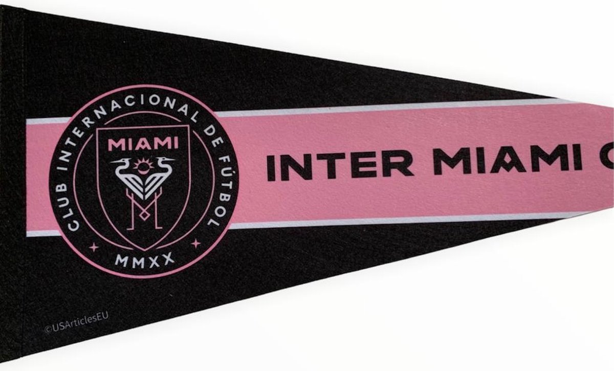   - Inter Miami FC - Florida - MLS - Vaantje - Voetbal - Amerika -  Soccer - Voetbalvaantje -  Sportvaantje - Pennant -   - Vlag - Zwart/Roze - 31 x 72 cm