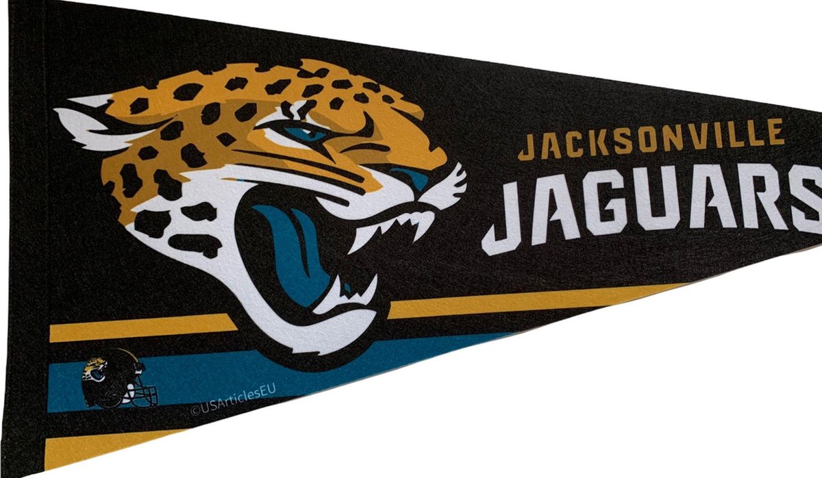 USArticlesEU - Jacksonville Jaguars  - NFL - Vaantje - Wimpel - Vlag - American Football - Sportvaantje - Pennant - Zwart/Wit - 31 x 72 cm