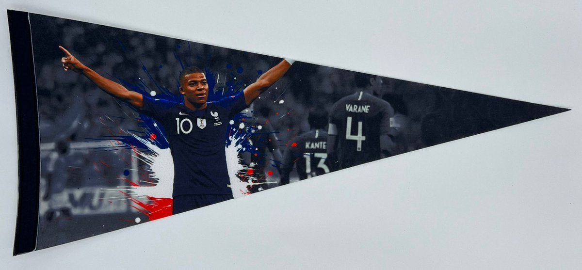 USArticlesEU - Kylian Mbappe - Mbappe - Frankrijk - Maradona - messi - Mbappe vlag - Mbappe vaantje - Voetbal - World cup - Soccer - Vaantje - Sportvaantje - Pennant - Wimpel - Vlag - 31 x 72 cm - PSG vlag - Mbappe psg - mbappe frankrijk