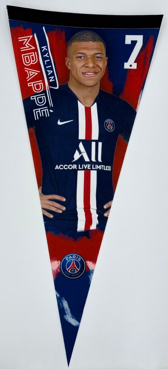 USArticlesEU - Kylian Mbappe - Mbappe - Frankrijk - Maradona - messi - Mbappe vlag - Mbappe vaantje - Voetbal - World cup - Soccer - Vaantje - Sportvaantje - Pennant - Wimpel - Vlag - 31 x 72 cm - PSG vlag - Mbappe psg - vilt - vilten vaantje - muur