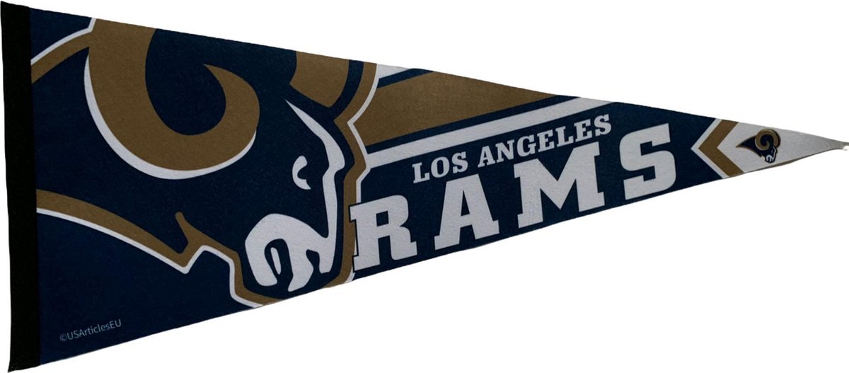 USArticlesEU - Los Angeles Rams  - LA - NFL - Vaantje - Wimpel - Vlag - American Football - Sportvaantje - Pennant - Blauw/Geel - 31 x 72 cm